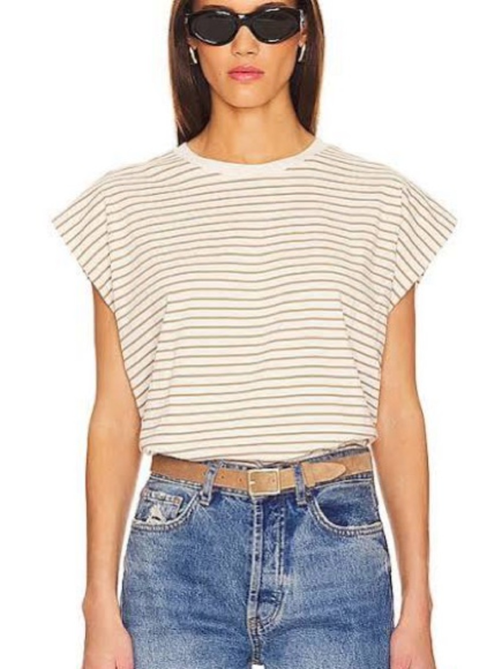 Pistola Trina Tee from Evereve Cream with Tan Stripes
